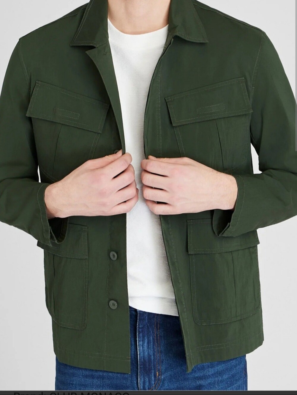Club Monaco Men's Dark Olive Poplin Shirt/ Jacket Size L